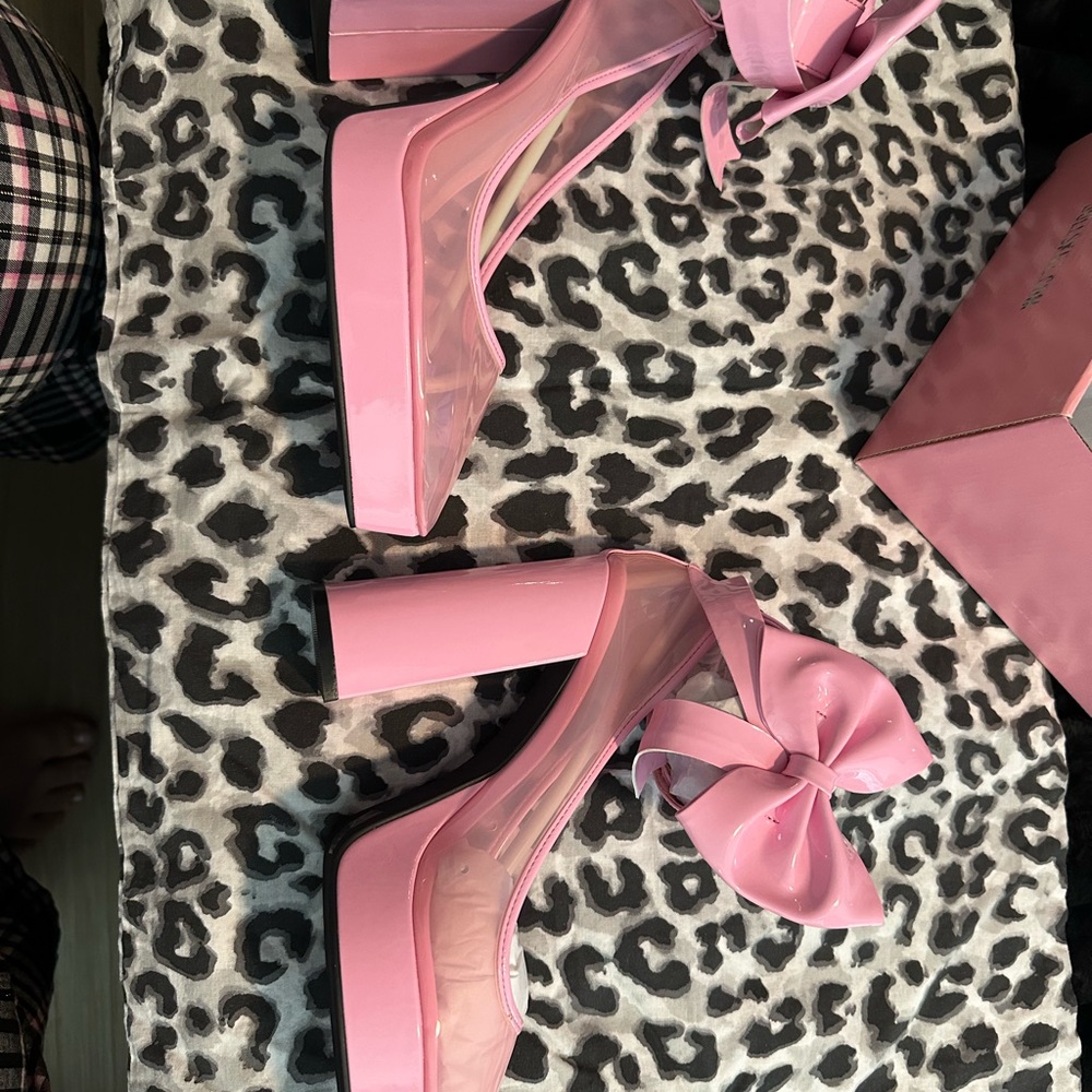 Dolls Kill Sugar Thrills Pink Bow 🎀 Platform Heels SZ 10